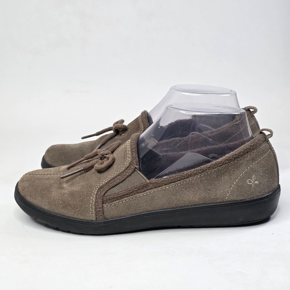 Grasshoppers Loafers Women's Size 7 M Gray Khaki Suede Slip On Bow Detail Shoes - Picture 3 of 14